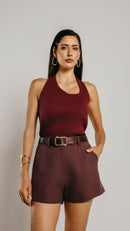 Blusa canelada Deny Merlot